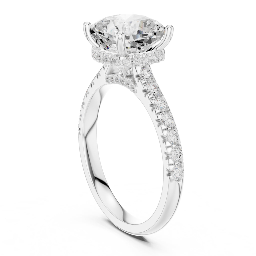 3.00 ct Solstice Pavé Engagement Ring 3ct White Gold Cushion
