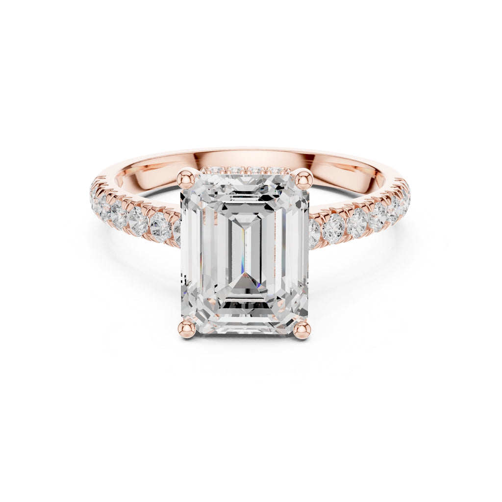 3.00 ct Solstice Pavé Engagement Ring 3ct Rose Gold Emerald