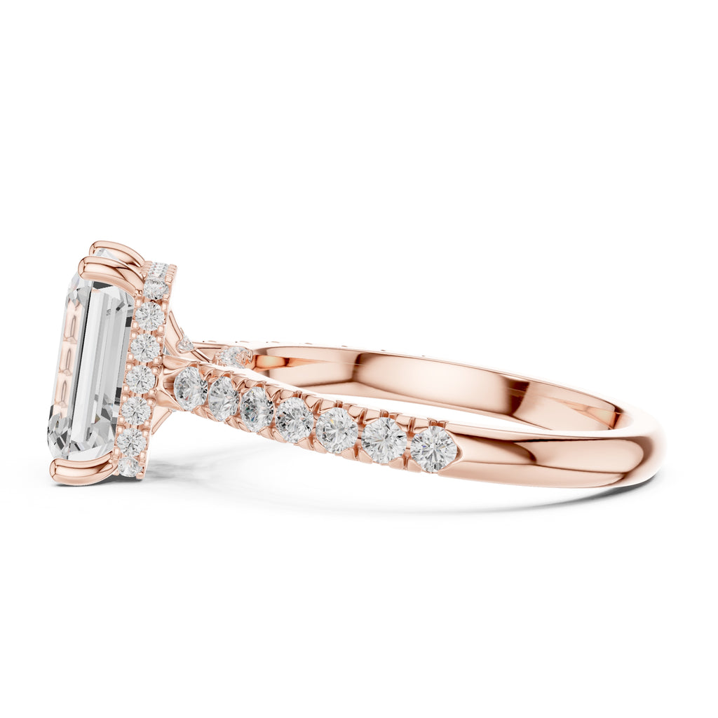 3.00 ct Solstice Pavé Engagement Ring 3ct Rose Gold Emerald