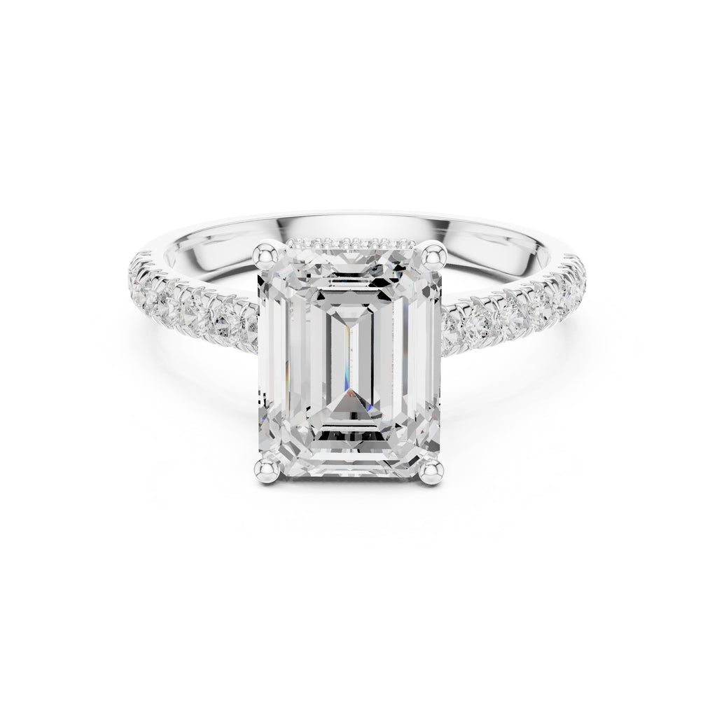 3.00 ct Solstice Pavé Engagement Ring 3ct White Gold Emerald