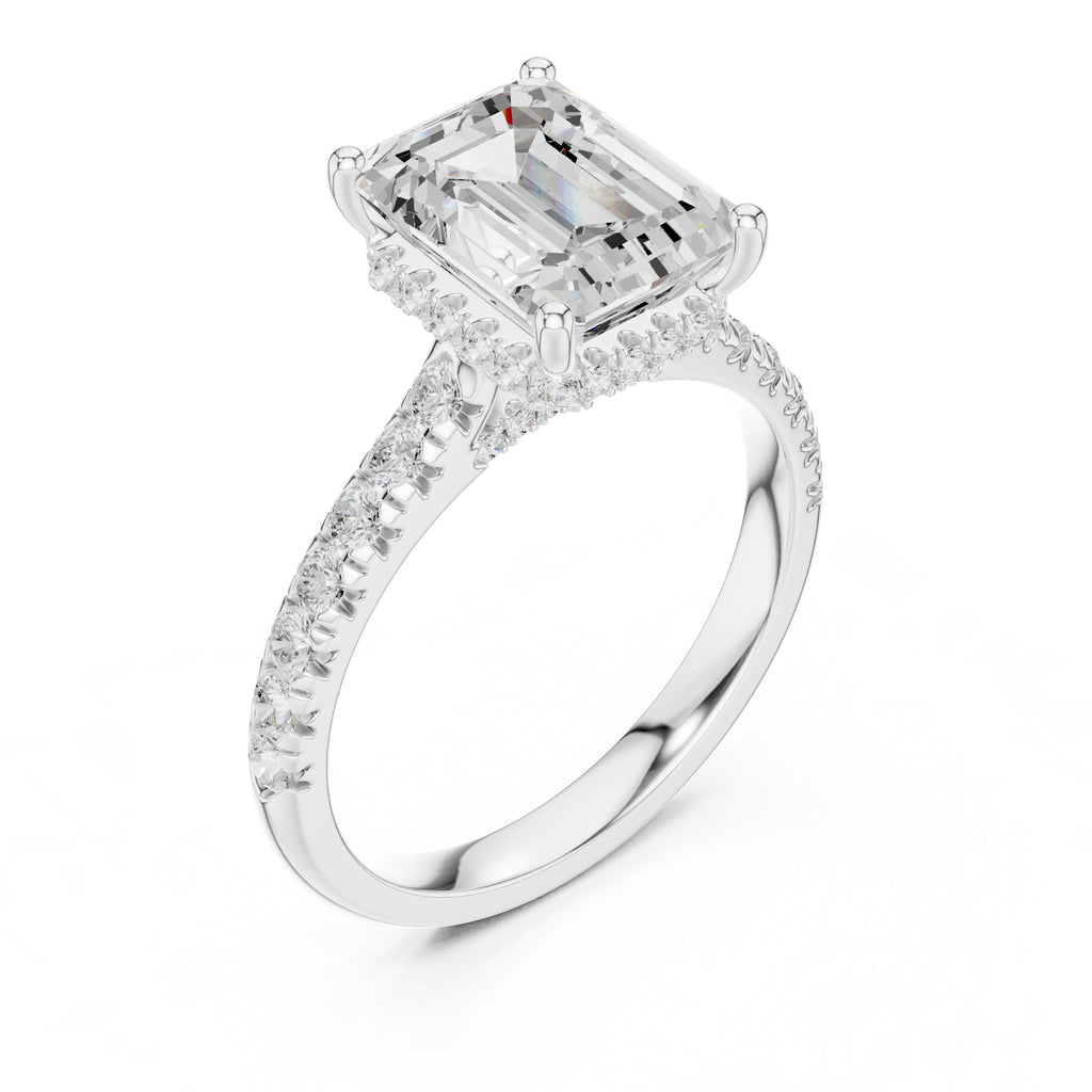 3.00 ct Solstice Pavé Engagement Ring 3ct White Gold Emerald