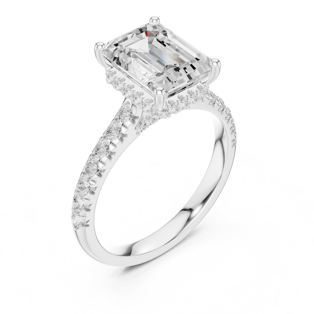 3.00 ct Solstice Pavé Engagement Ring 3ct White Gold Emerald
