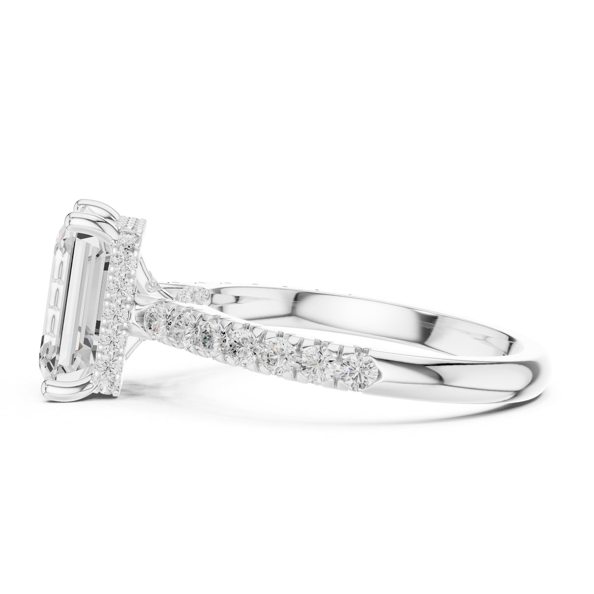 3.00 ct Solstice Pavé Engagement Ring 3ct White Gold Emerald