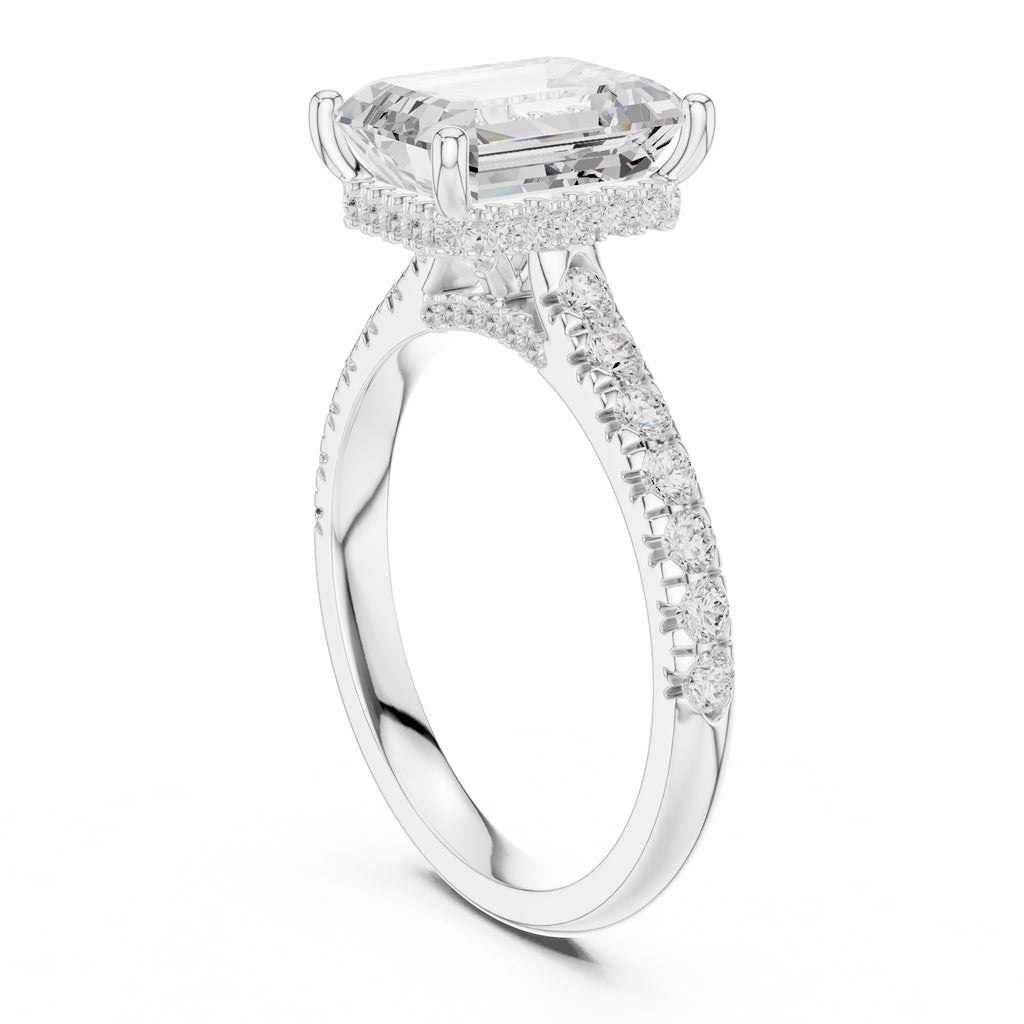3.00 ct Solstice Pavé Engagement Ring 3ct White Gold Emerald