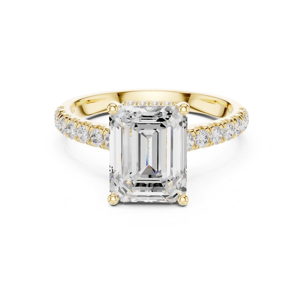 3.00 ct Solstice Pavé Engagement Ring 3ct Yellow Gold Emerald