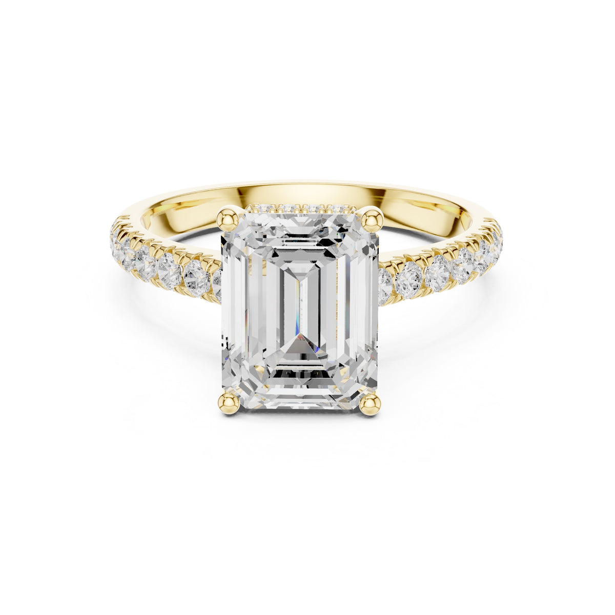3.00 ct Solstice Pavé Engagement Ring 3ct Yellow Gold Emerald