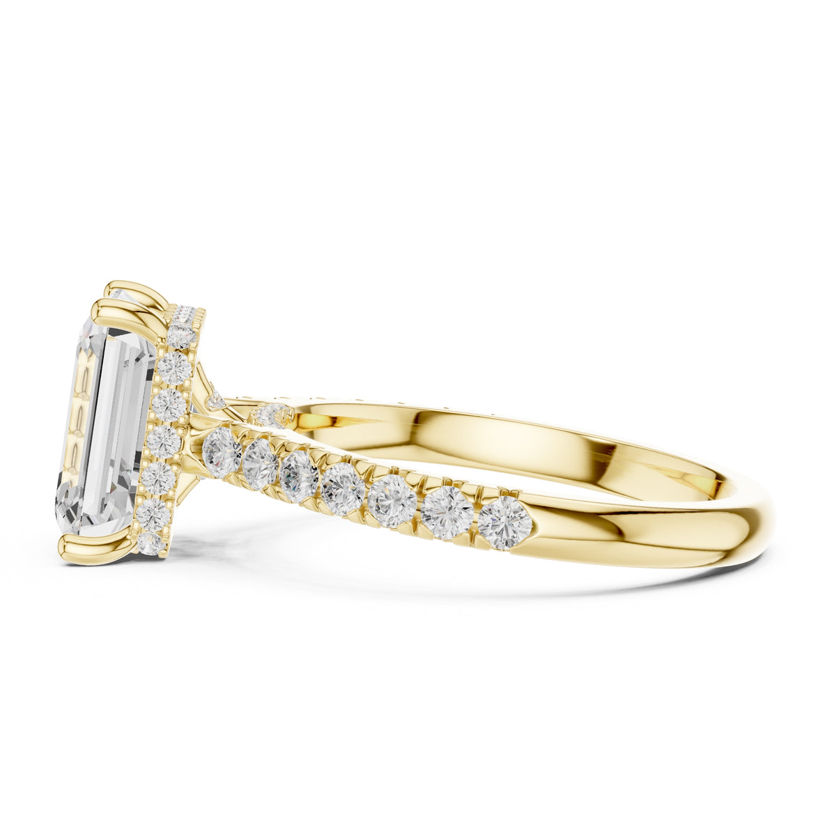 3.00 ct Solstice Pavé Engagement Ring 3ct Yellow Gold Emerald