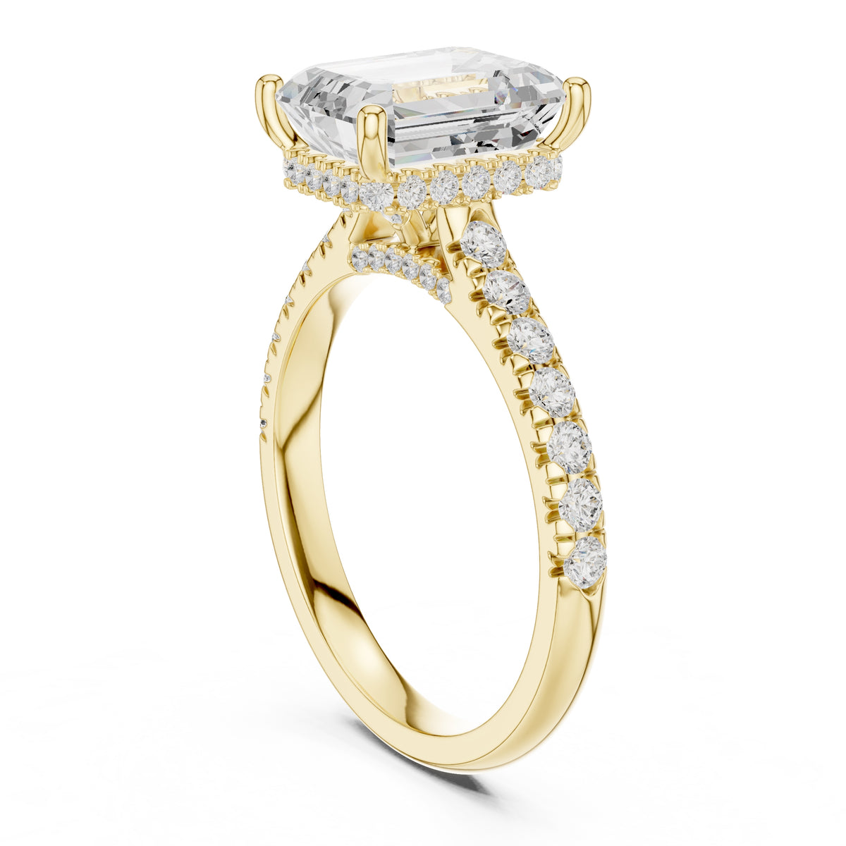 3.00 ct Solstice Pavé Engagement Ring 3ct Yellow Gold Emerald