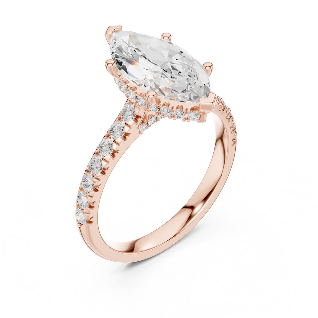 3.00 ct Solstice Pavé Engagement Ring 3ct Rose Gold Marquise