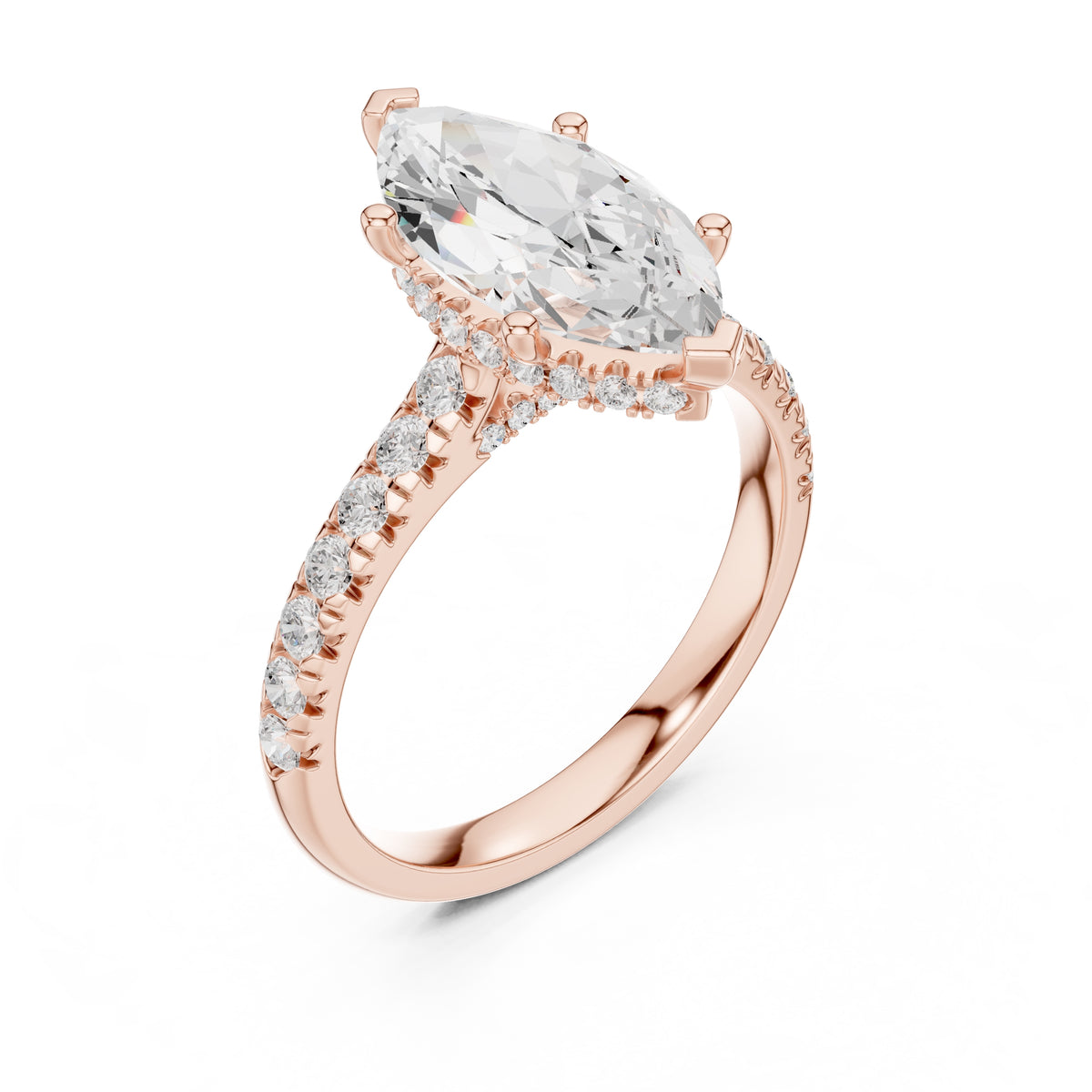 3.00 ct Solstice Pavé Engagement Ring 3ct Rose Gold Marquise