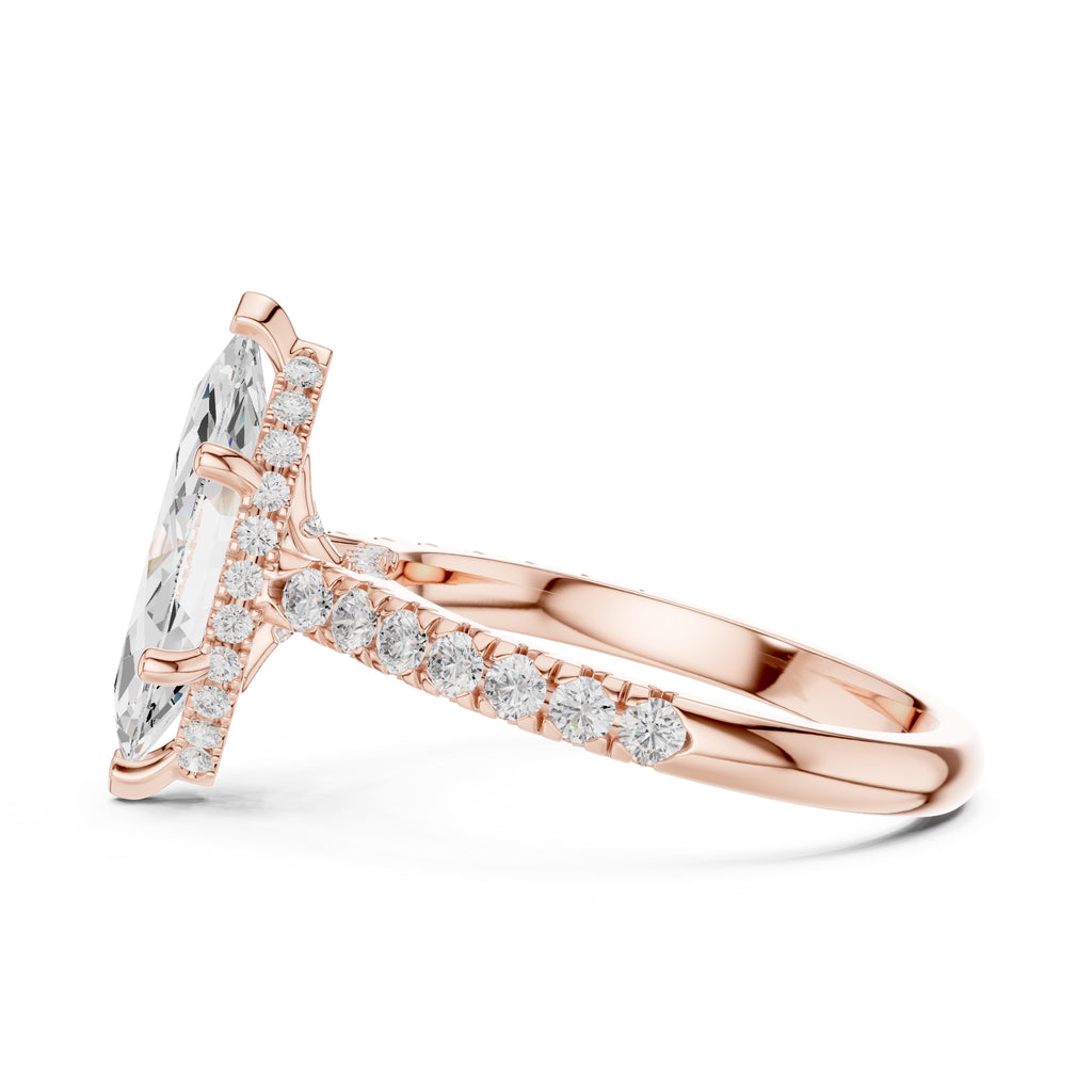 3.00 ct Solstice Pavé Engagement Ring 3ct Rose Gold Marquise