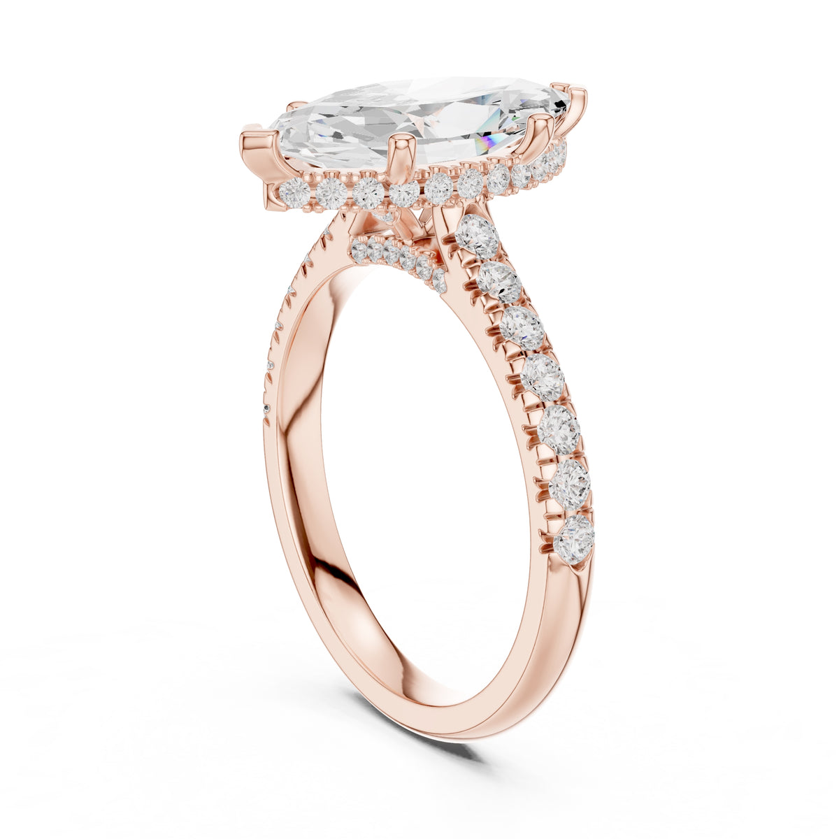 3.00 ct Solstice Pavé Engagement Ring 3ct Rose Gold Marquise