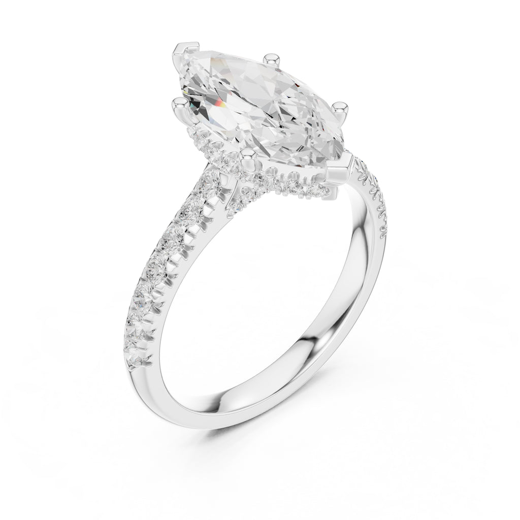 3.00 ct Solstice Pavé Engagement Ring 3ct White Gold Marquise