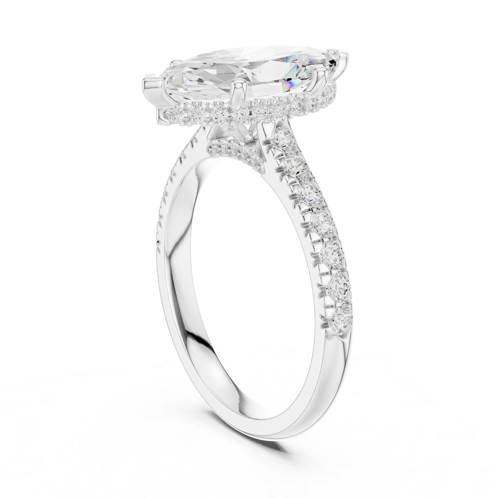 3.00 ct Solstice Pavé Engagement Ring 3ct White Gold Marquise