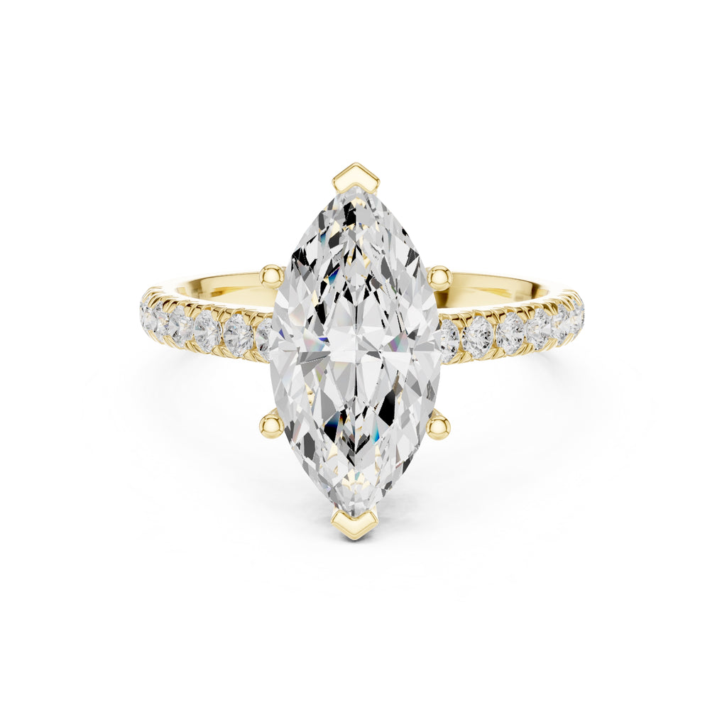 3.00 ct Solstice Pavé Engagement Ring 3ct Yellow Gold Marquise