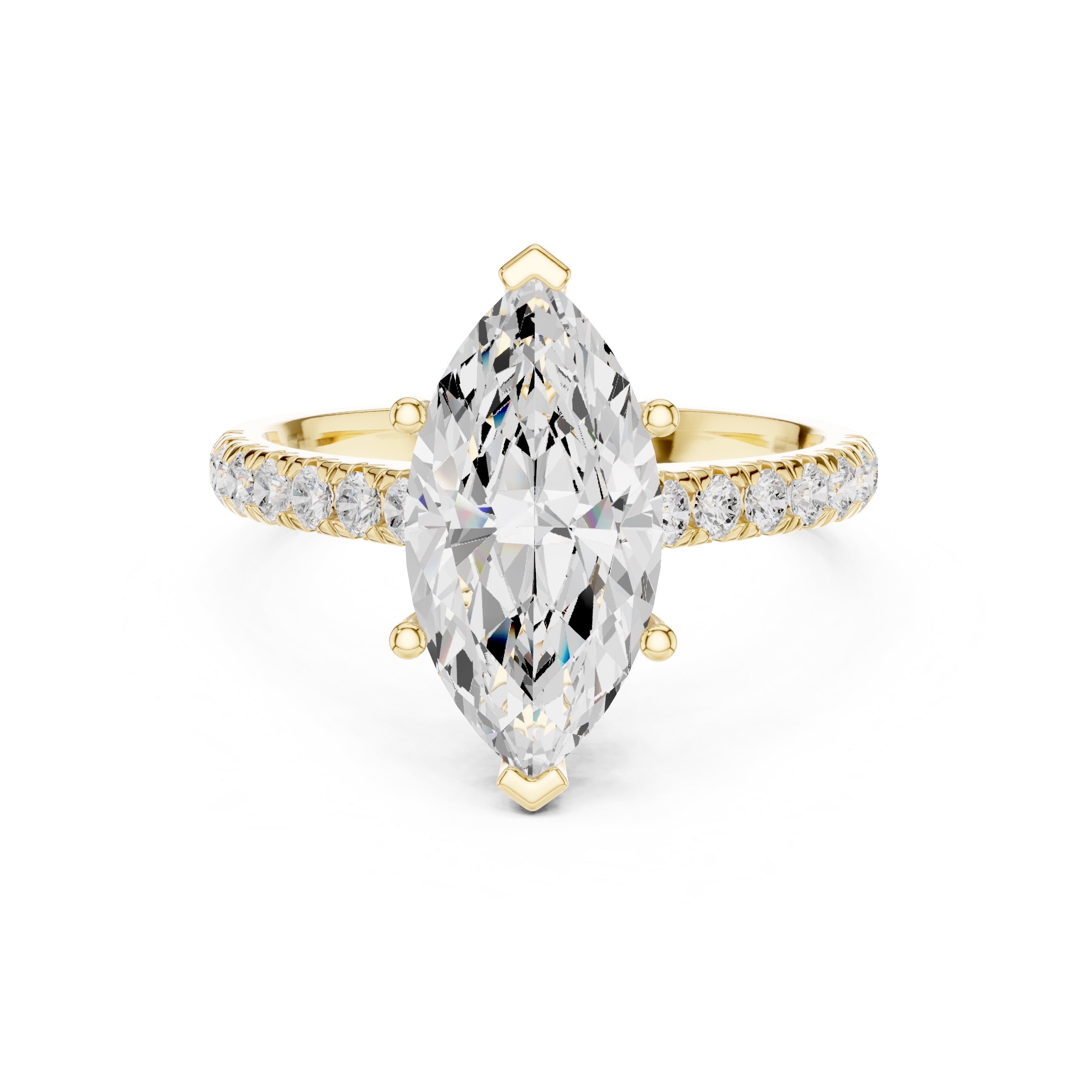 3.00 ct Solstice Pavé Engagement Ring 3ct Yellow Gold Marquise