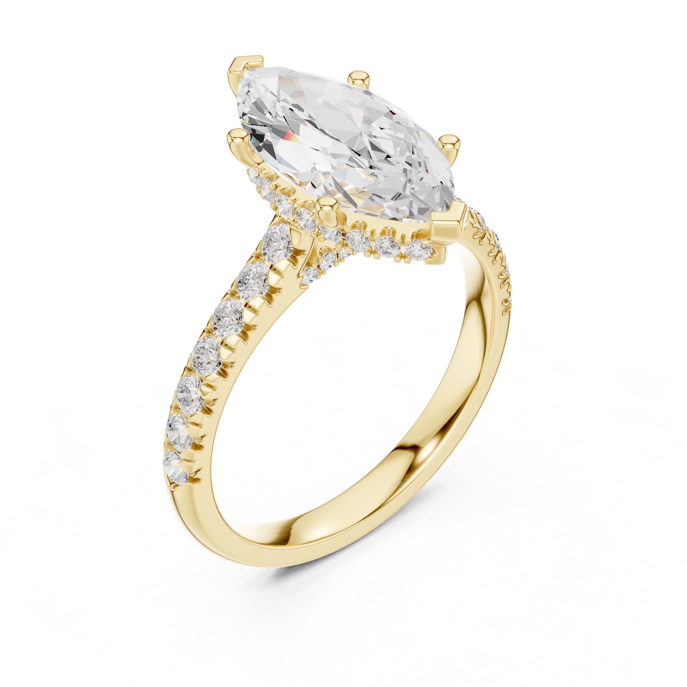 3.00 ct Solstice Pavé Engagement Ring 3ct Yellow Gold Marquise
