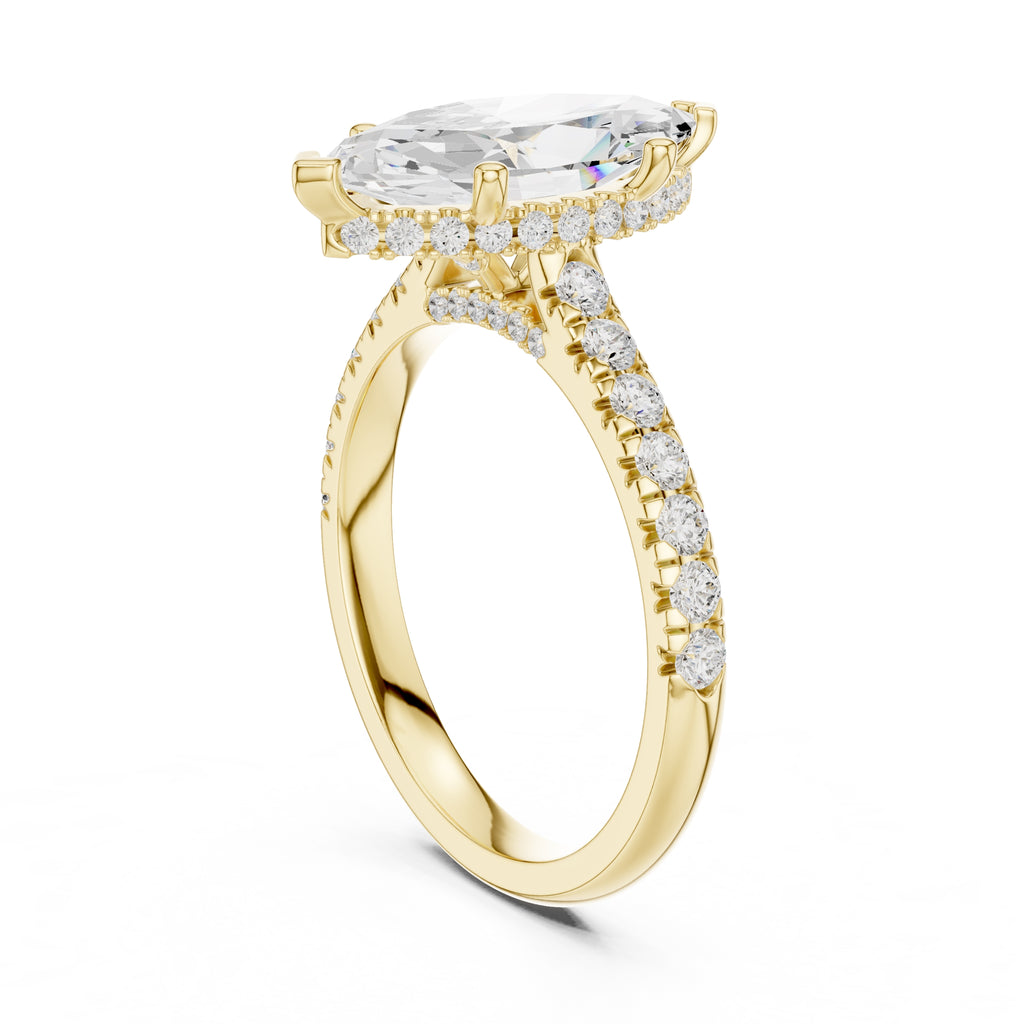 3.00 ct Solstice Pavé Engagement Ring 3ct Yellow Gold Marquise