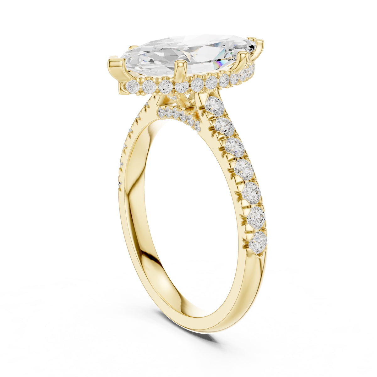 3.00 ct Solstice Pavé Engagement Ring 3ct Yellow Gold Marquise