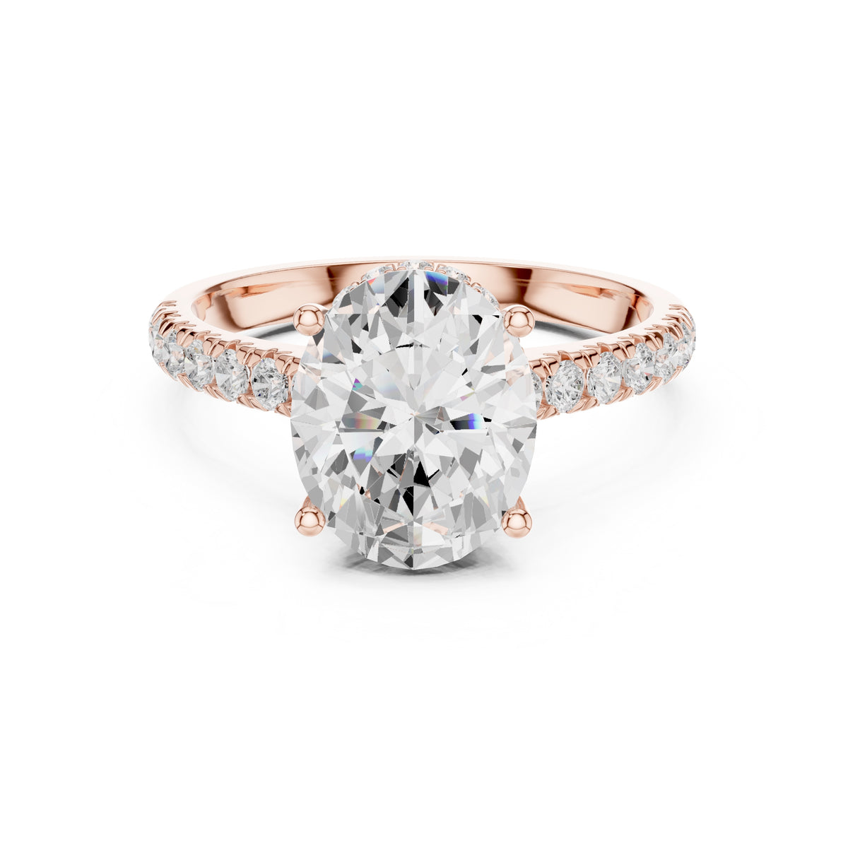 3.00 ct Solstice Pavé Engagement Ring 3ct Rose Gold Oval