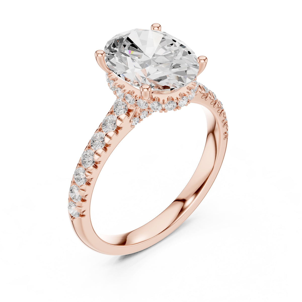 3.00 ct Solstice Pavé Engagement Ring 3ct Rose Gold Oval