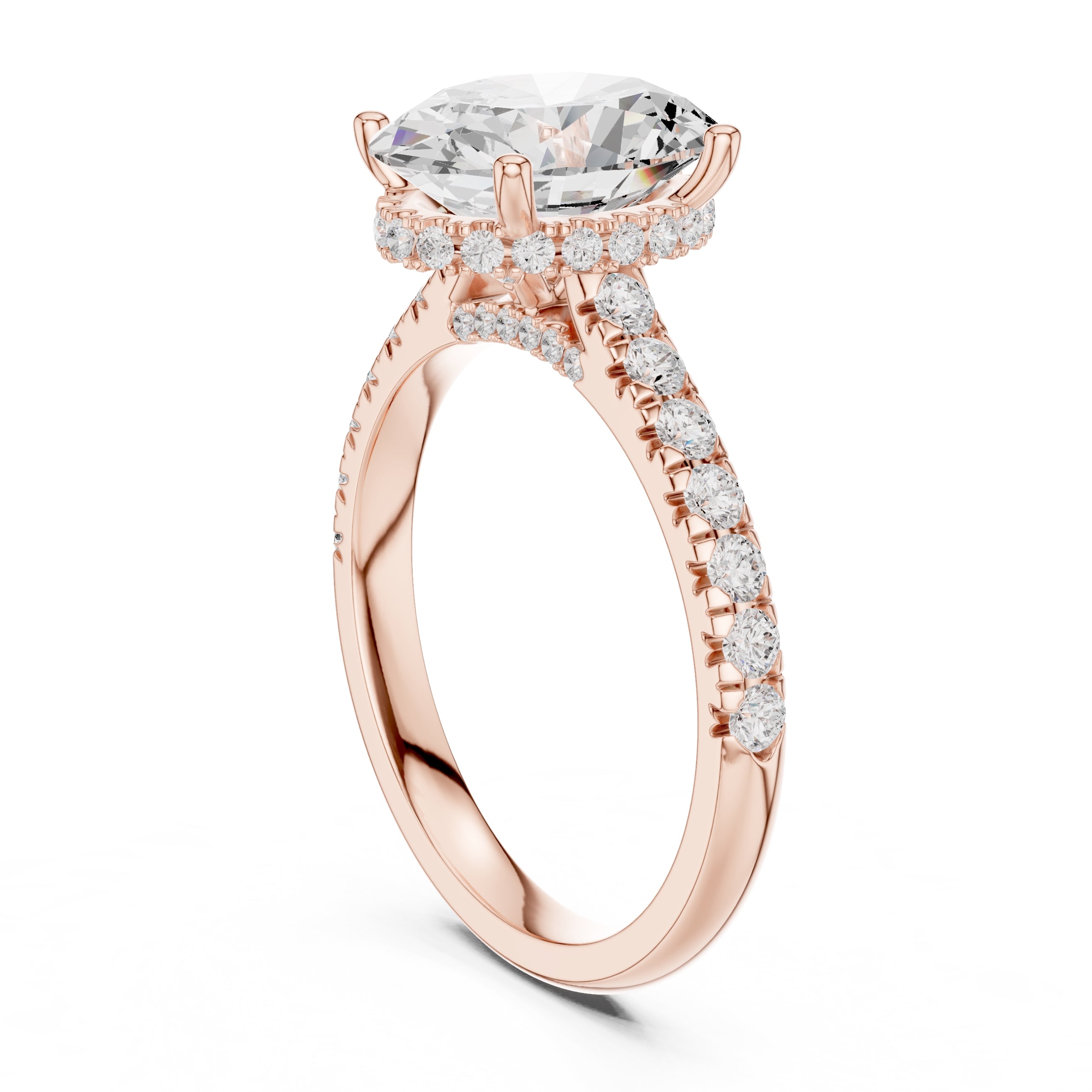 3.00 ct Solstice Pavé Engagement Ring 3ct Rose Gold Oval