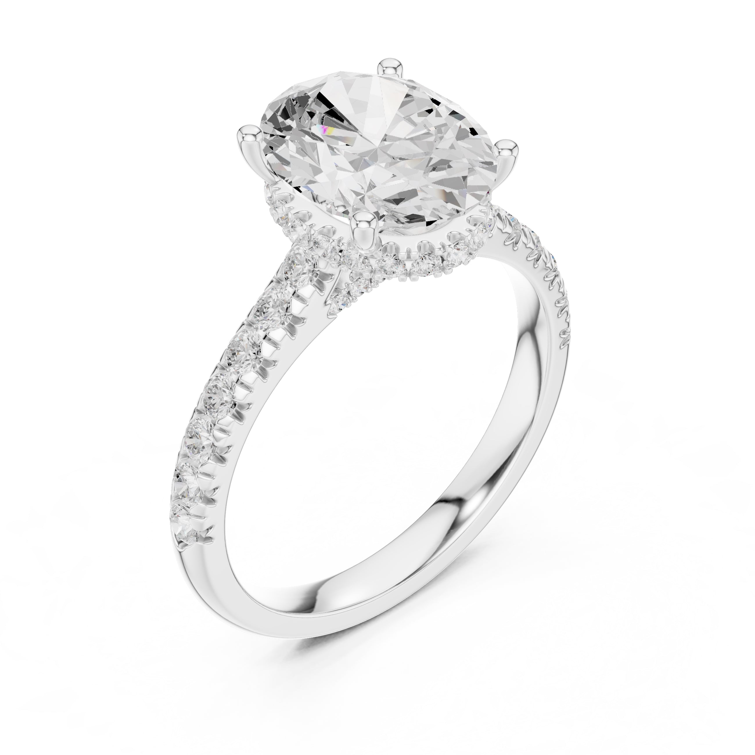 3.00 ct Solstice Pavé Engagement Ring 3ct White Gold Oval