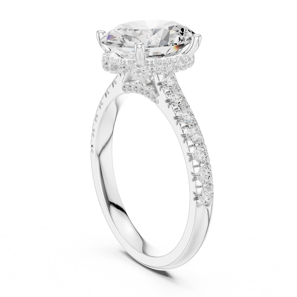 3.00 ct Solstice Pavé Engagement Ring 3ct White Gold Oval