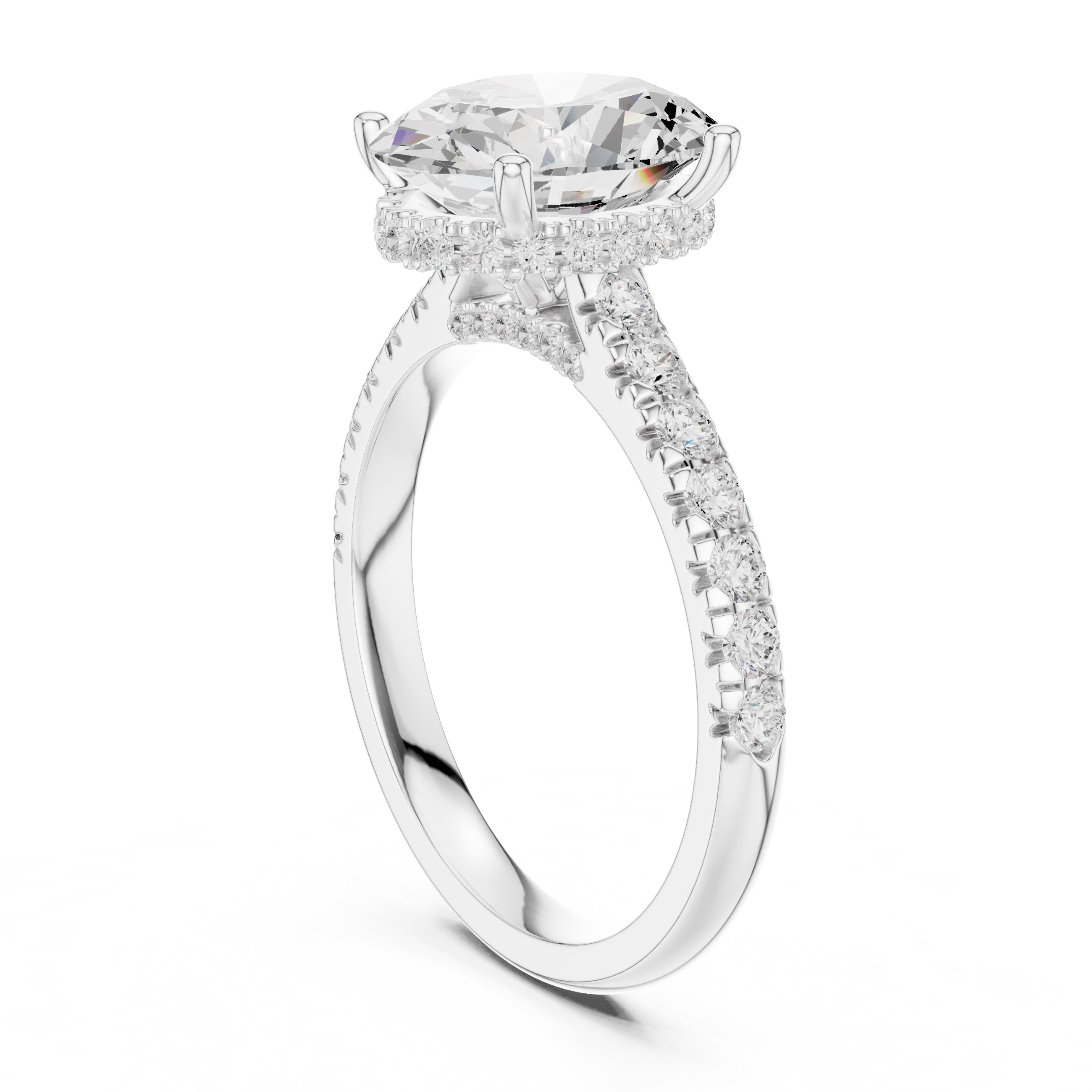 3.00 ct Solstice Pavé Engagement Ring 3ct White Gold Oval