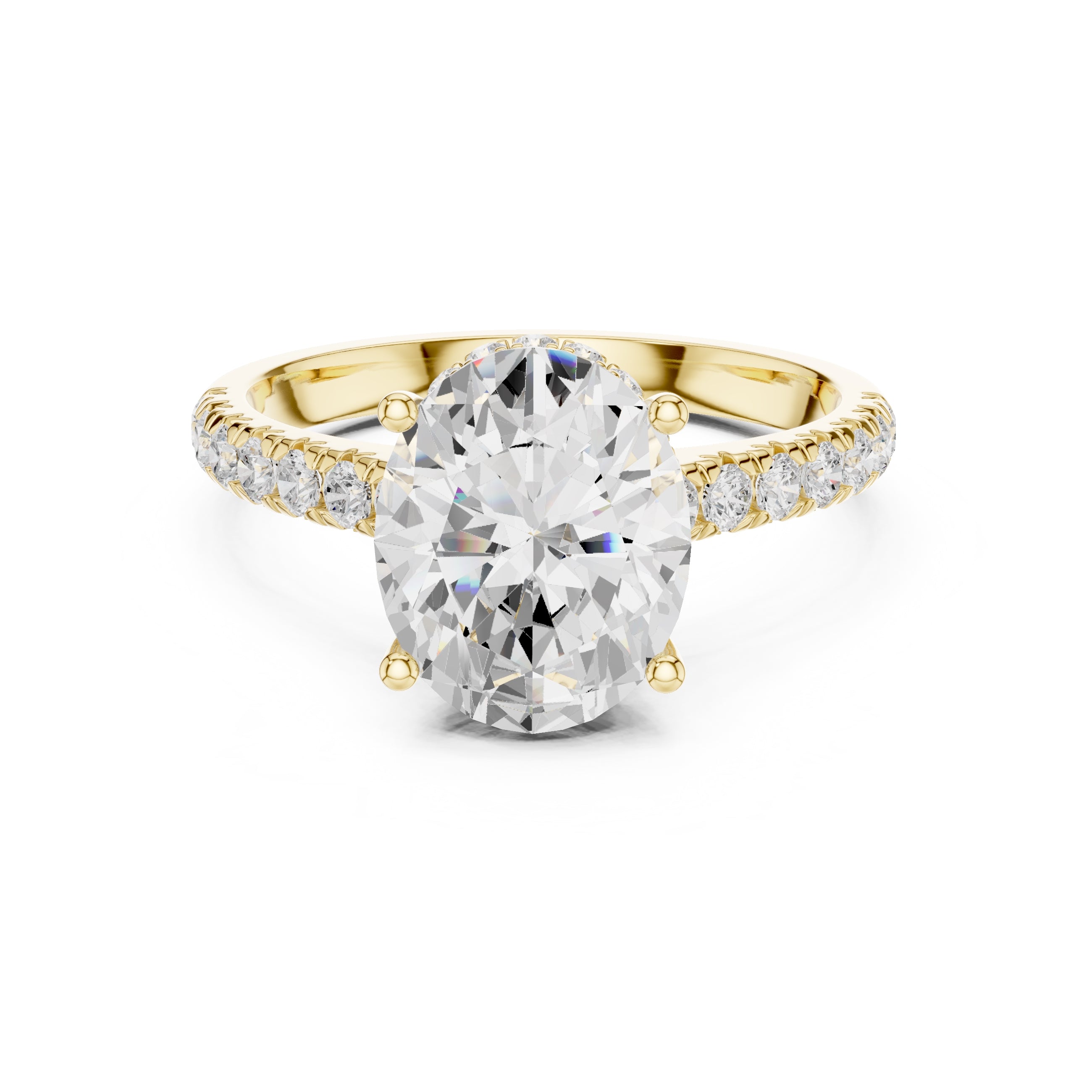3.00 ct Solstice Pavé Engagement Ring 3ct Yellow Gold Oval