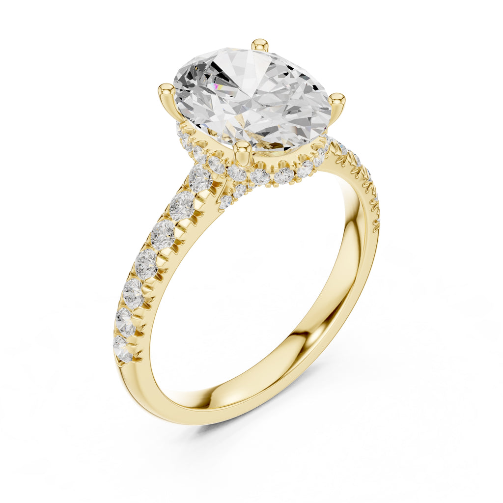 3.00 ct Solstice Pavé Engagement Ring 3ct Yellow Gold Oval