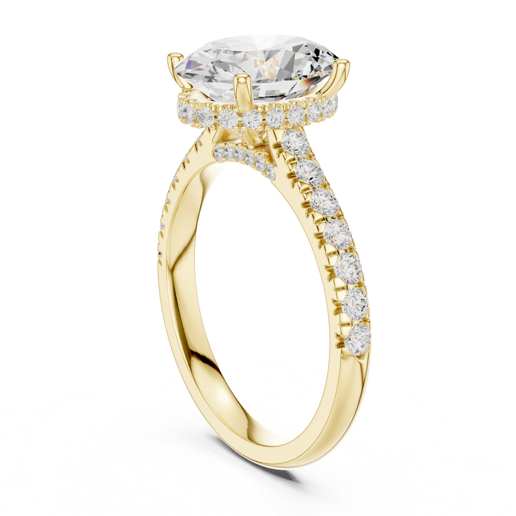 3.00 ct Solstice Pavé Engagement Ring 3ct Yellow Gold Oval