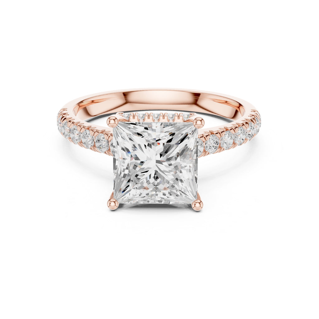 3.00 ct Solstice Pavé Engagement Ring 3ct Rose Gold Princess