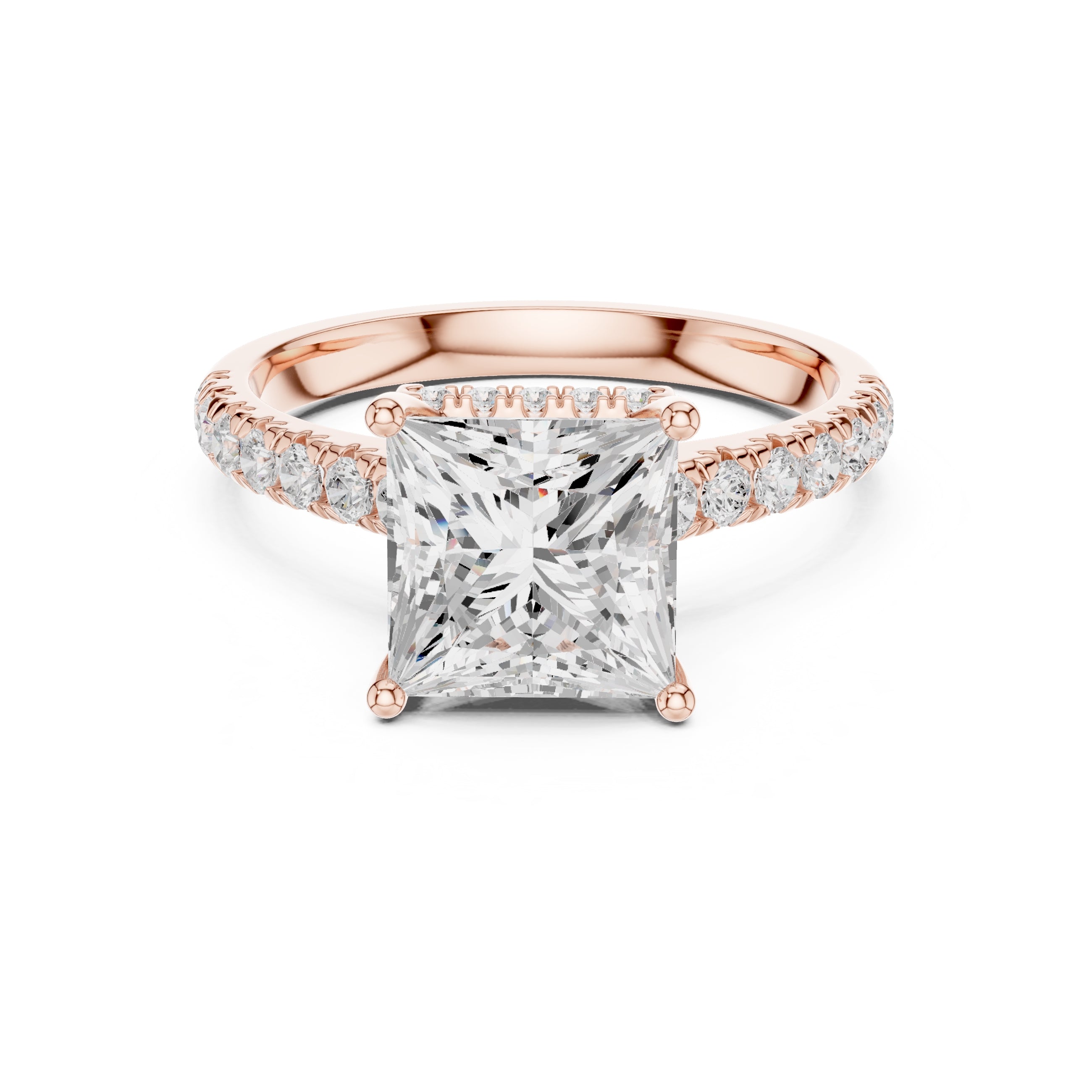 3.00 ct Solstice Pavé Engagement Ring 3ct Rose Gold Princess