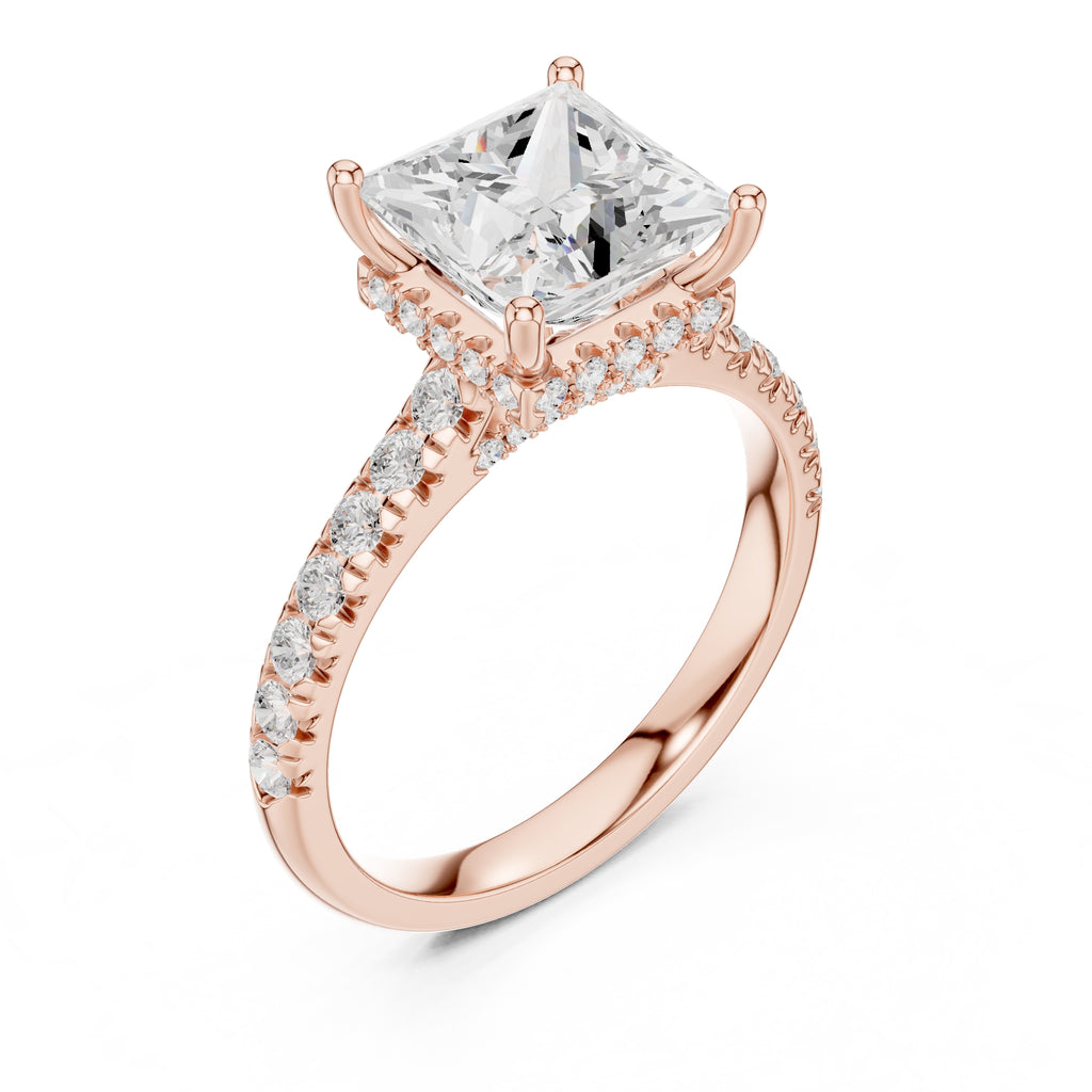 3.00 ct Solstice Pavé Engagement Ring 3ct Rose Gold Princess
