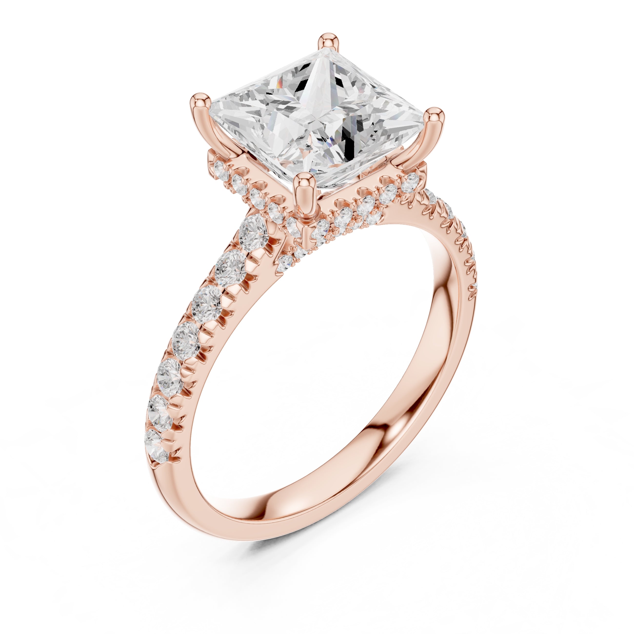 3.00 ct Solstice Pavé Engagement Ring 3ct Rose Gold Princess
