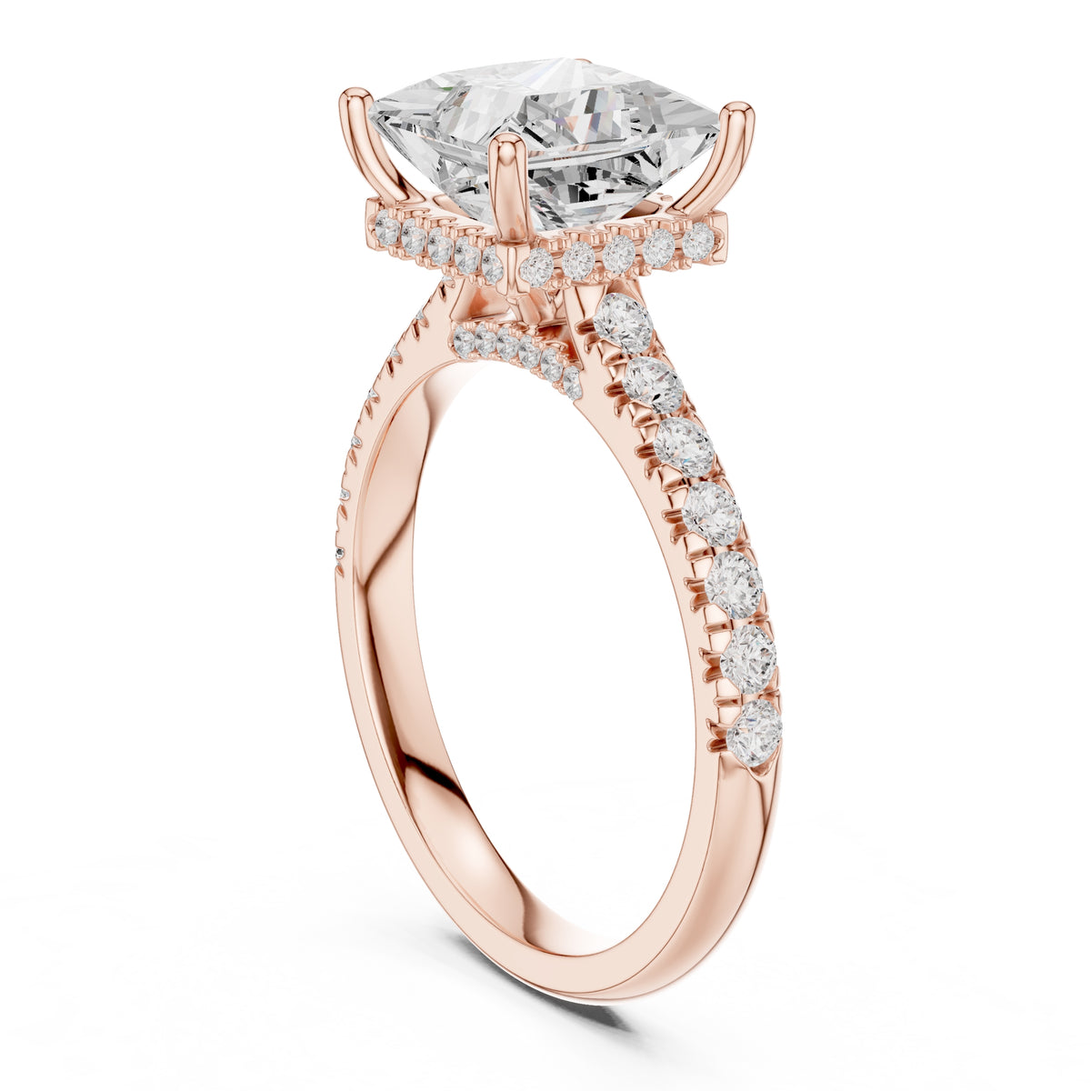 3.00 ct Solstice Pavé Engagement Ring 3ct Rose Gold Princess