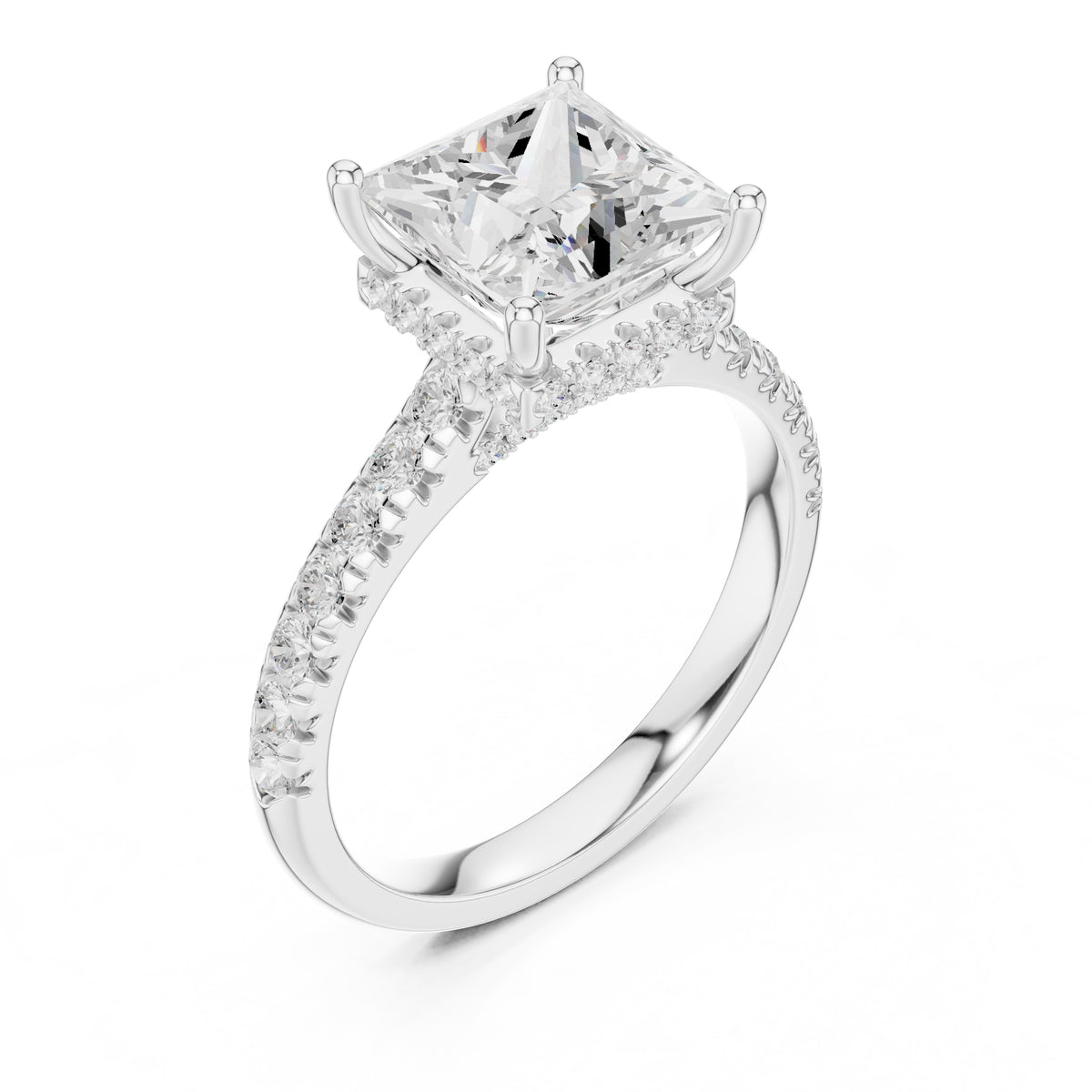 3.00 ct Solstice Pavé Engagement Ring 3ct White Gold Princess