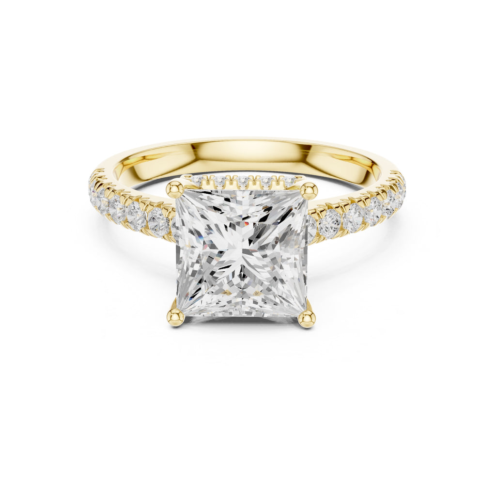 3.00 ct Solstice Pavé Engagement Ring 3ct Yellow Gold Princess