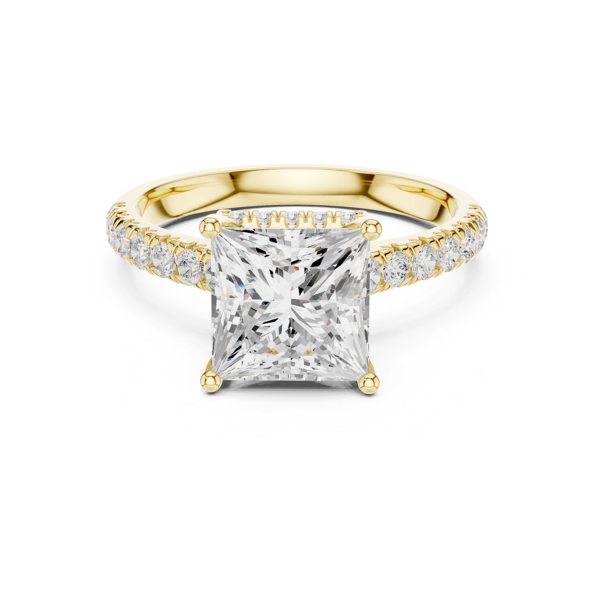 3.00 ct Solstice Pavé Engagement Ring 3ct Yellow Gold Princess