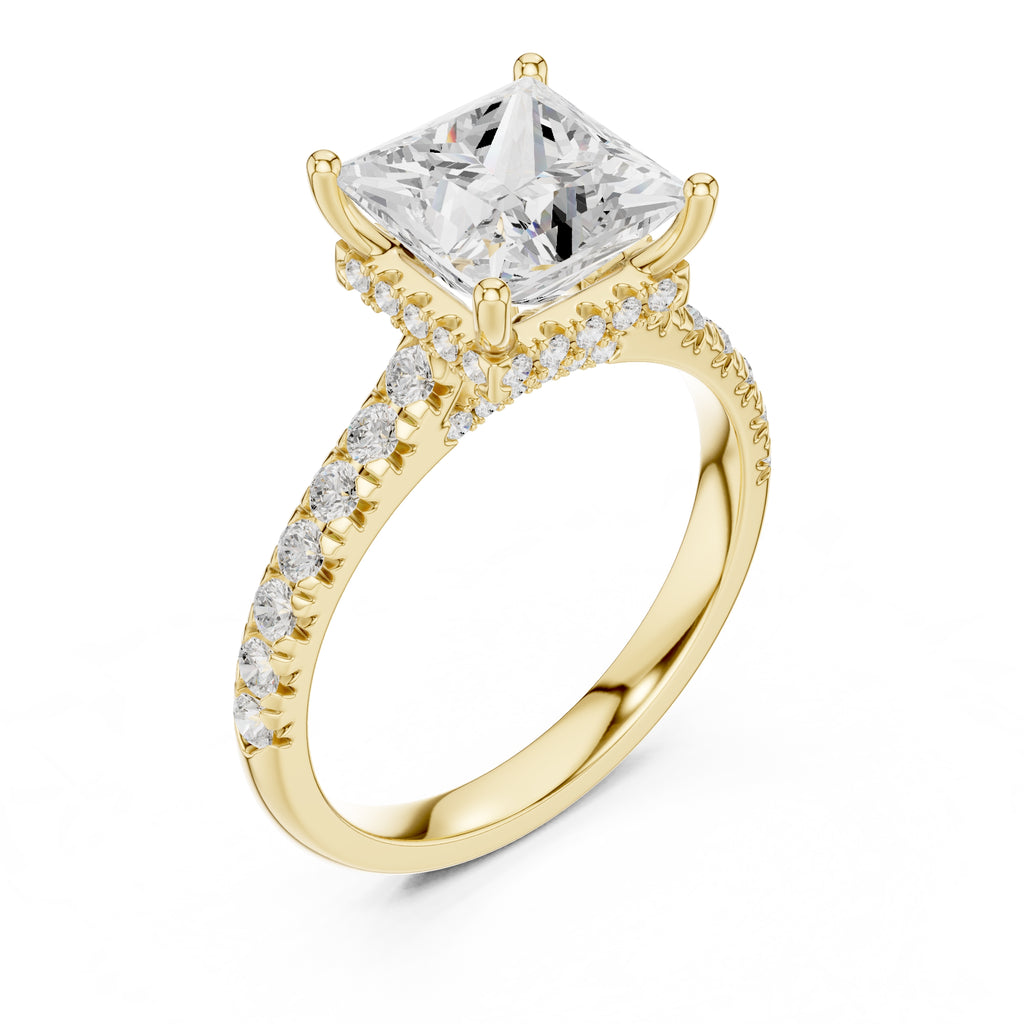 3.00 ct Solstice Pavé Engagement Ring 3ct Yellow Gold Princess