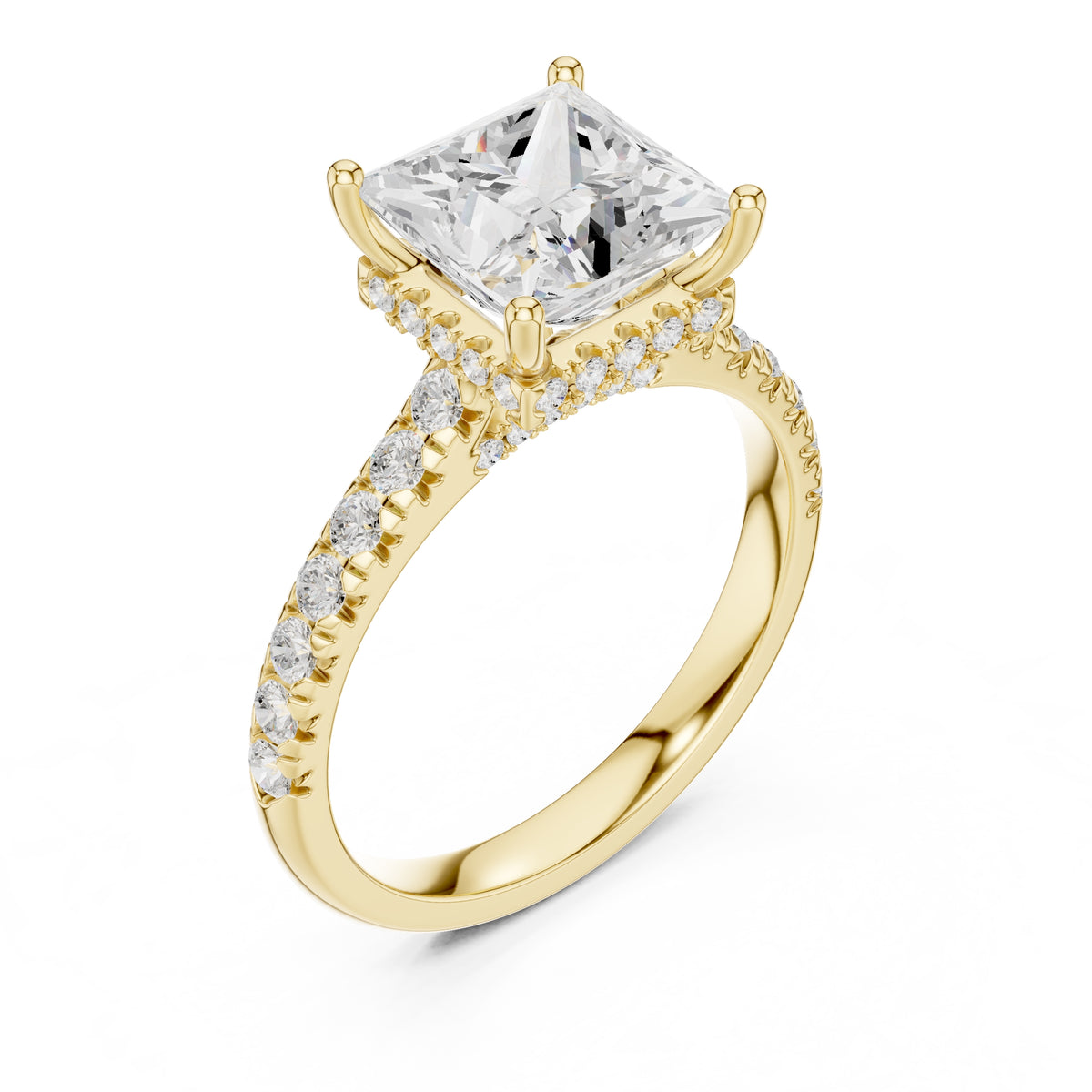 3.00 ct Solstice Pavé Engagement Ring 3ct Yellow Gold Princess