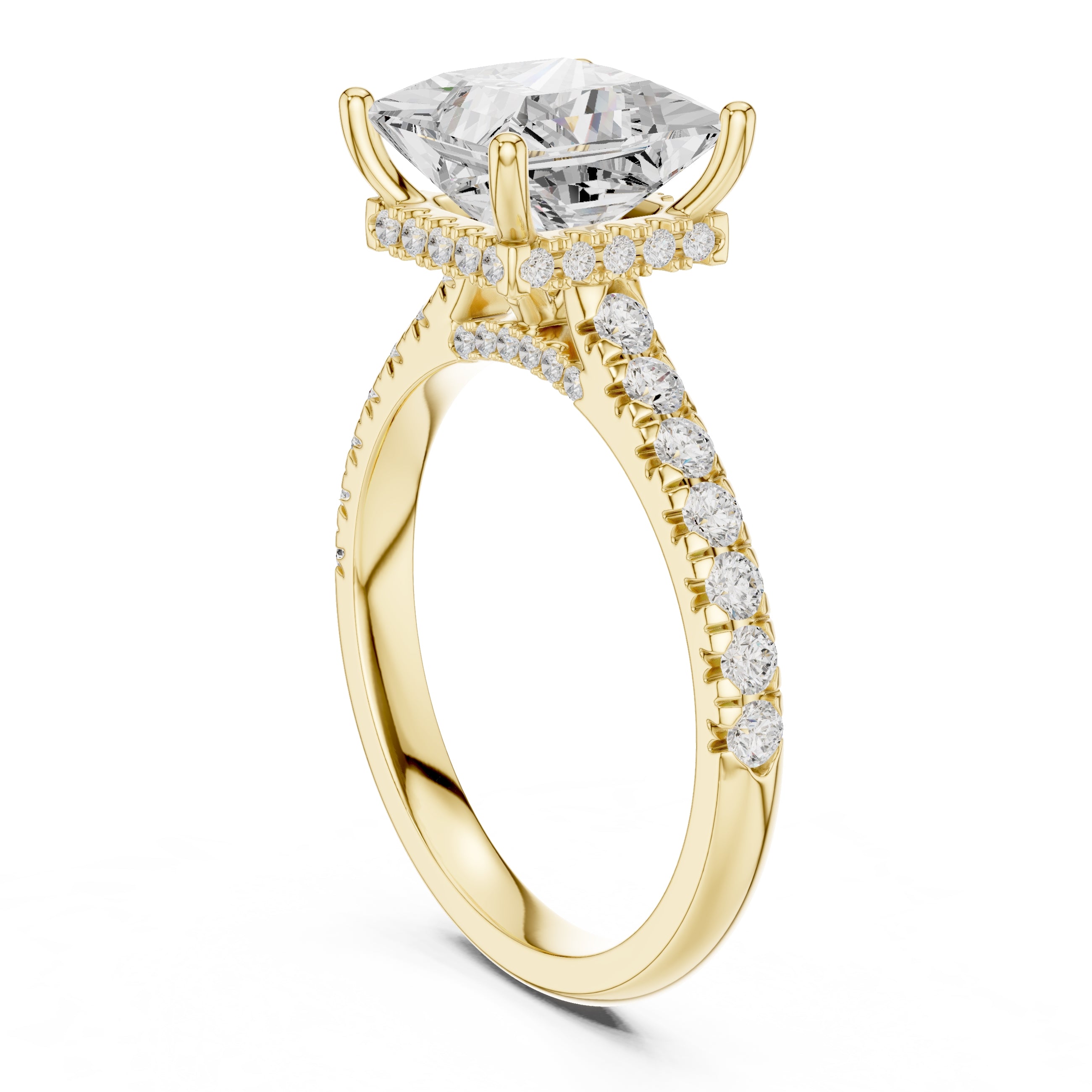 3.00 ct Solstice Pavé Engagement Ring 3ct Yellow Gold Princess