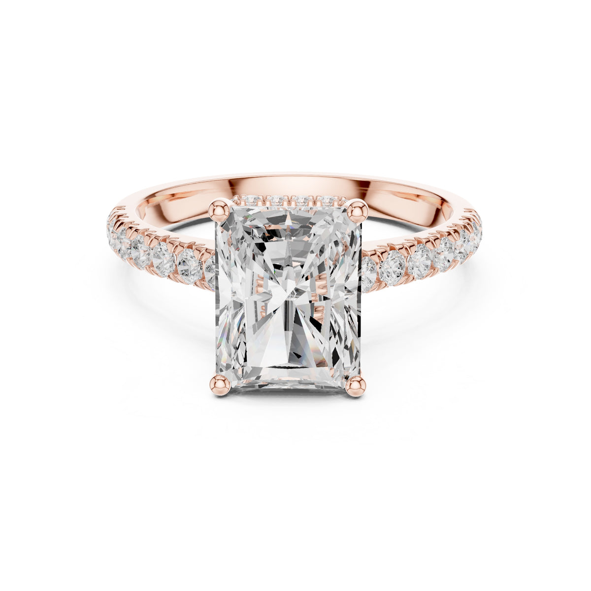 3.00 ct Solstice Pavé Engagement Ring 3ct Rose Gold Radiant