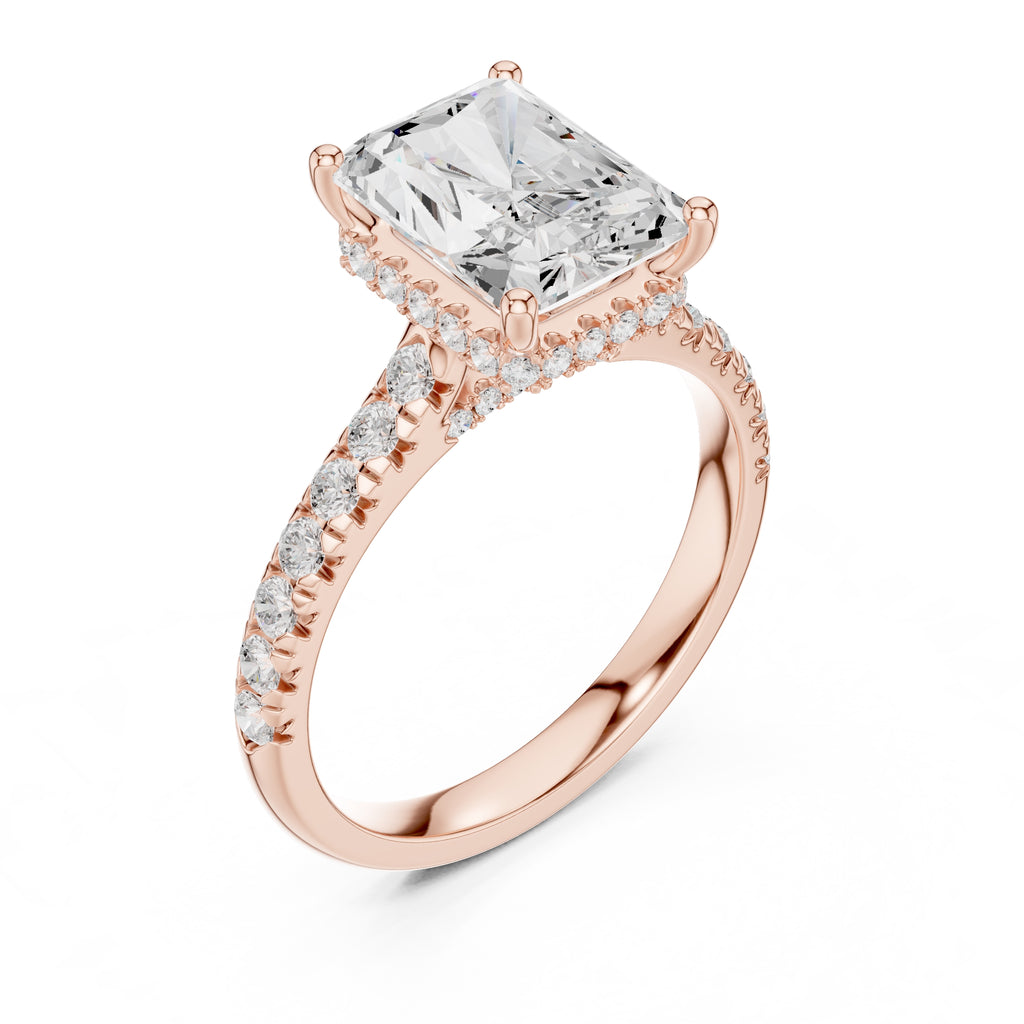 3.00 ct Solstice Pavé Engagement Ring 3ct Rose Gold Radiant