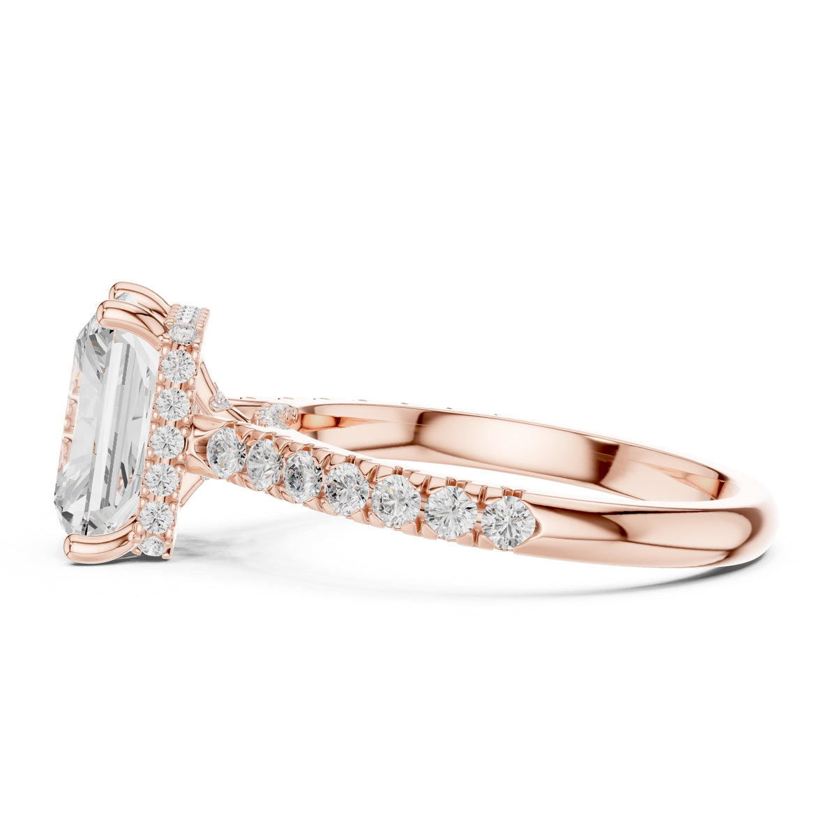 3.00 ct Solstice Pavé Engagement Ring 3ct Rose Gold Radiant