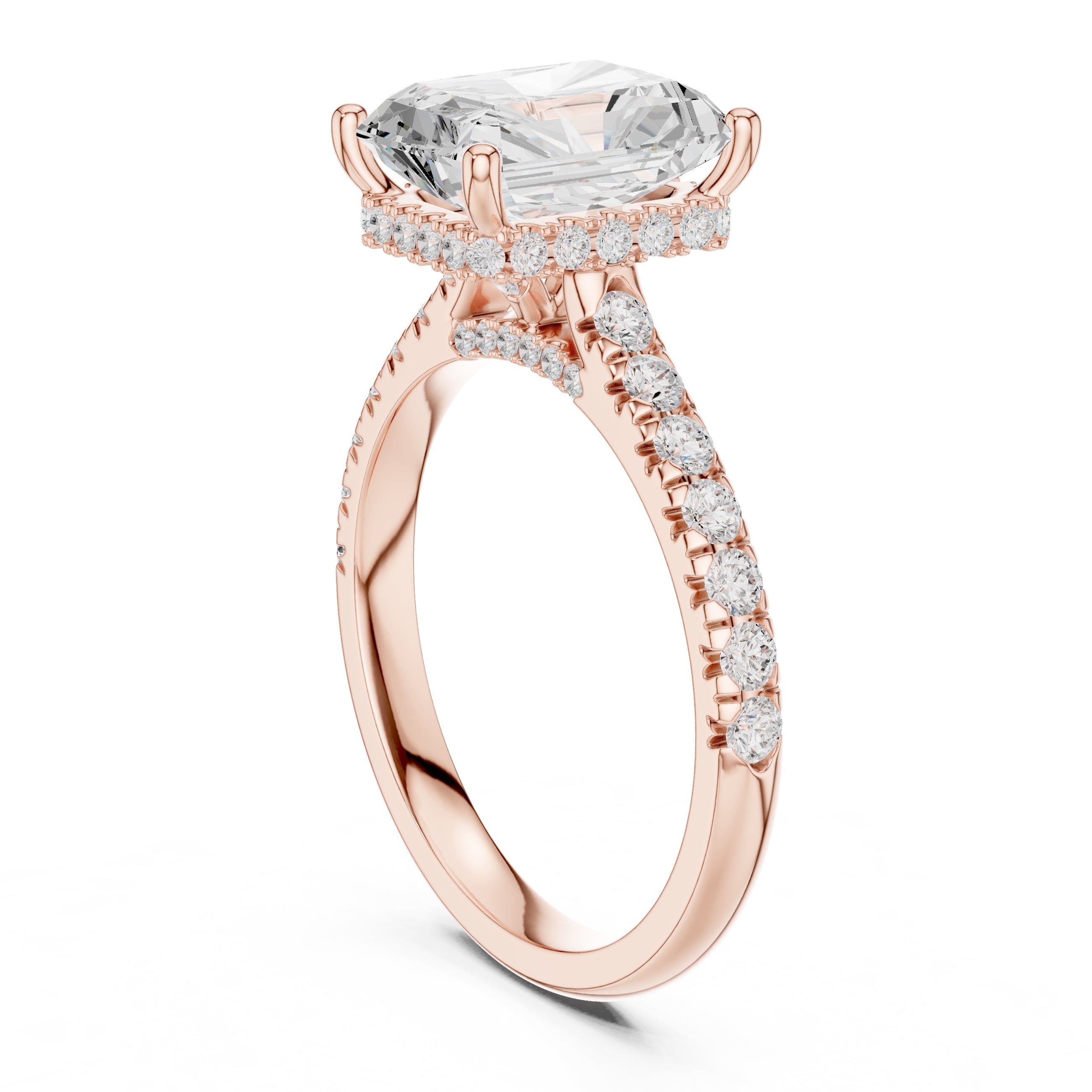 3.00 ct Solstice Pavé Engagement Ring 3ct Rose Gold Radiant