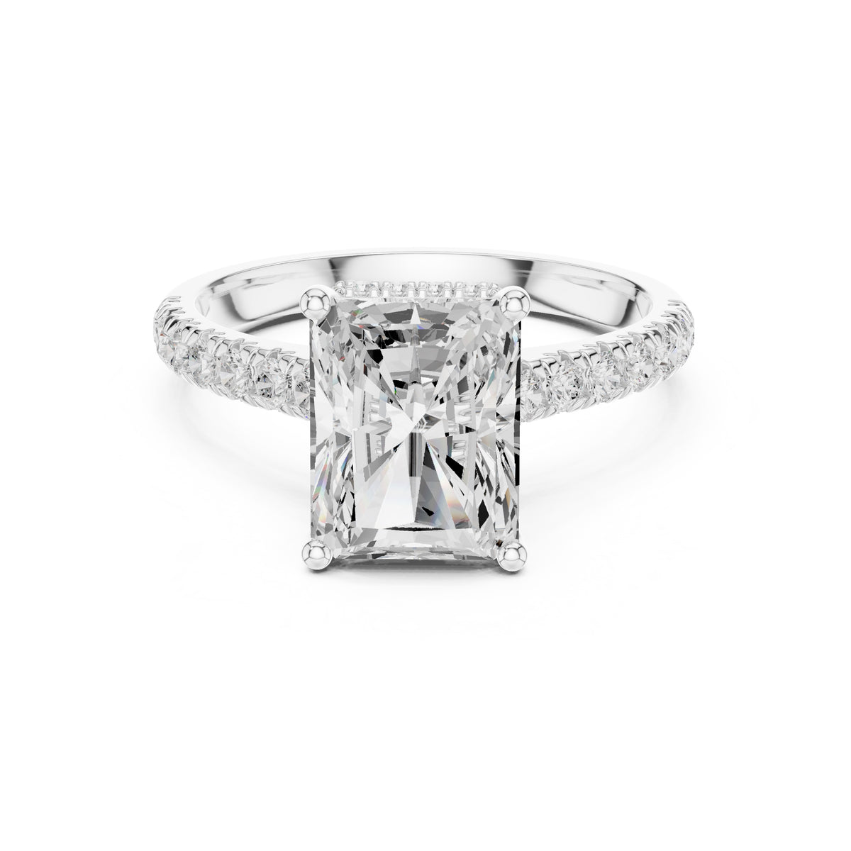 3.00 ct Solstice Pavé Engagement Ring 3ct White Gold Radiant