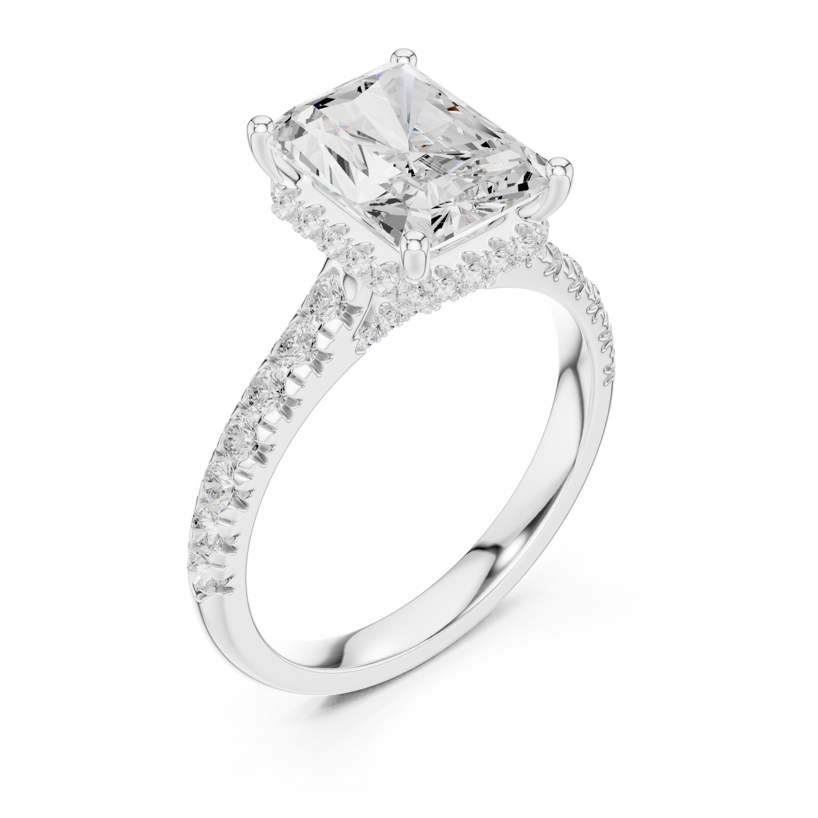3.00 ct Solstice Pavé Engagement Ring 3ct White Gold Radiant