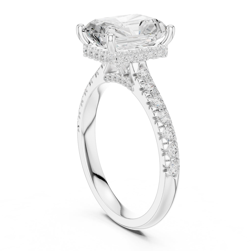 3.00 ct Solstice Pavé Engagement Ring 3ct White Gold Radiant